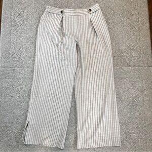 NYCC Striped Wide Leg Pants Womens Large Gray Boho Chic Elastic Waist Comfort